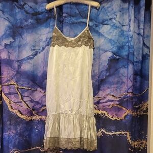 Elegant White and Gray Lace Slip